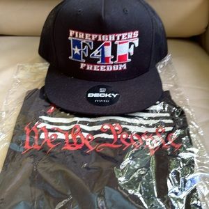 TANK TOP and HAT “WE THE PEOPLE” FIRE FIGHTER AMERICAN FLAG SHIRT SIZE M